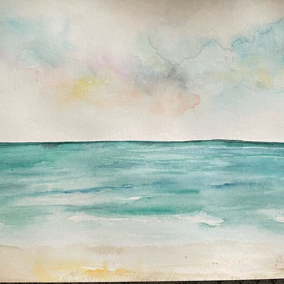 Beach watercolor painting original
